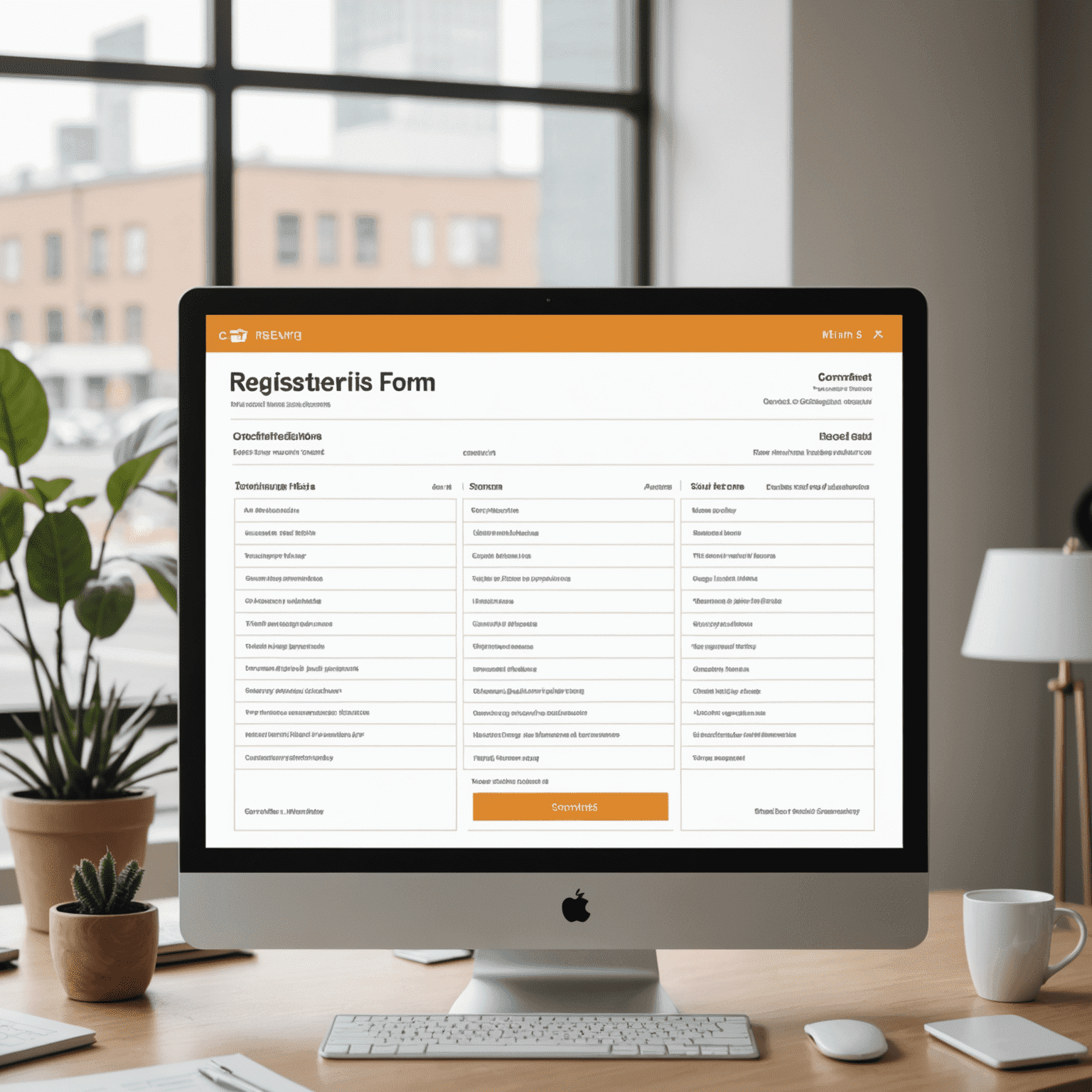 A computer screen showing the conference registration form, with fields for personal information, research interests, and payment options. A calendar highlighting early bird deadlines is visible next to the screen.